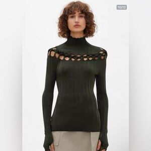 Dion Lee Dark Green Cowl Neck Sweater